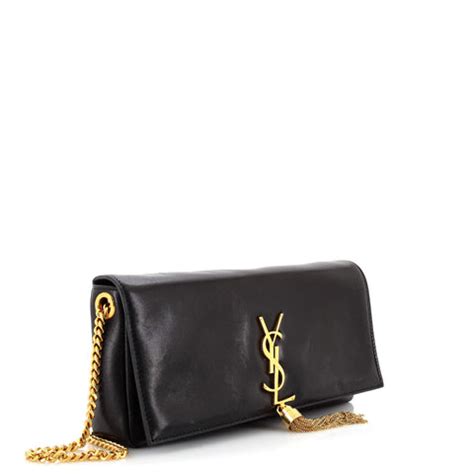 Saint Laurent Kate 99 Tassel Flap Bag Suede Medium Black 